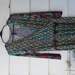 Maxi dress Aztec print long sleeve womens size large boho western